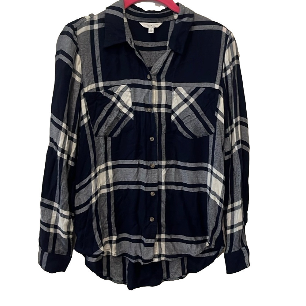 Lucky navy plaid button down, small 🔵
